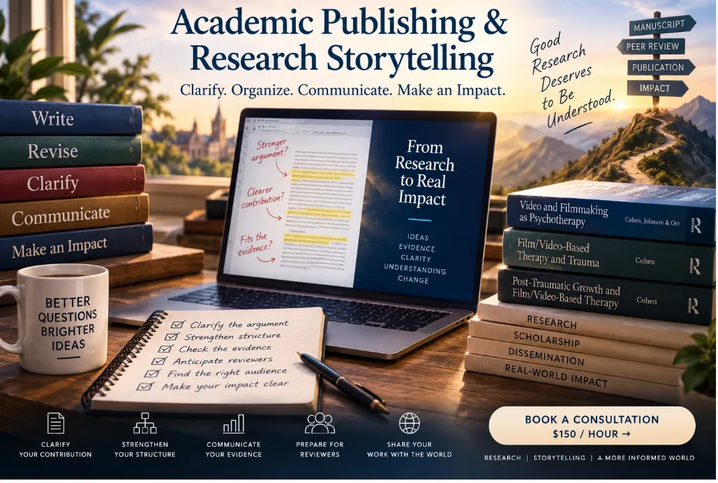 Academic Publishing & Research Storytelling — three Routledge books on FILM/VIDEO-BASED THERAPY™ and the editorial process
