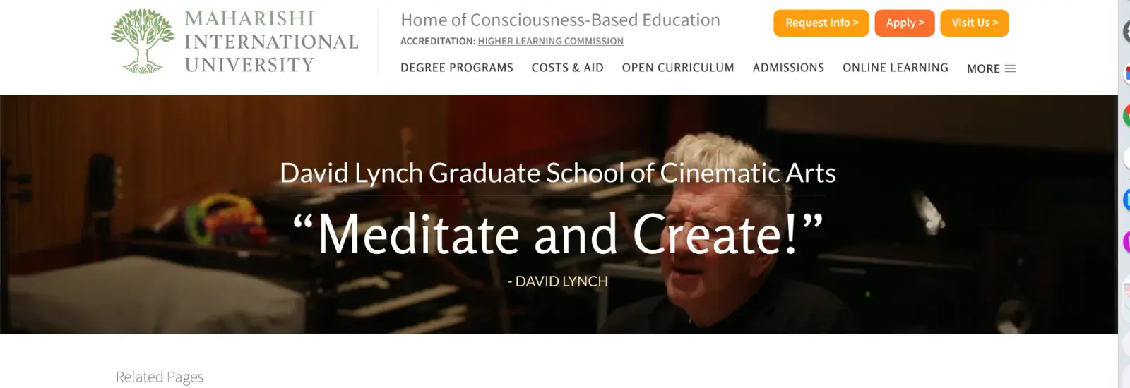 David Lynch Graduate School of Cinematic Arts at Maharishi International University